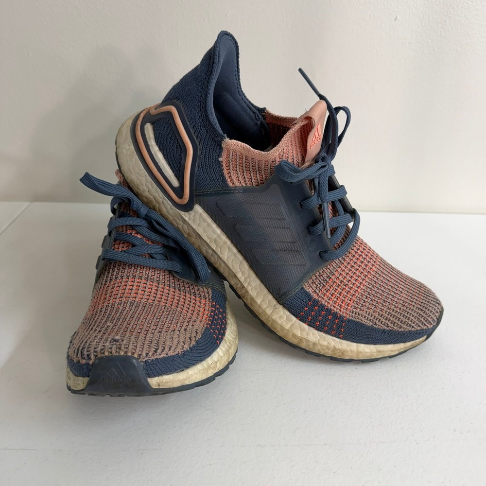 Adidas Ultraboost Women's navy coral knit lace up slip on running sneakers shoes